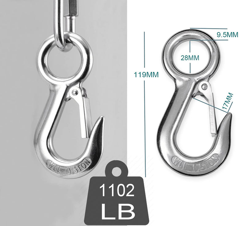 [AUSTRALIA] - Alele 0.5T Crane Scale Grab Hooks,Slip Hooks,Stainless Steel Lifting Hook Rigging Accessory (Grab Hooks 500kg) Grab Hooks 500kg