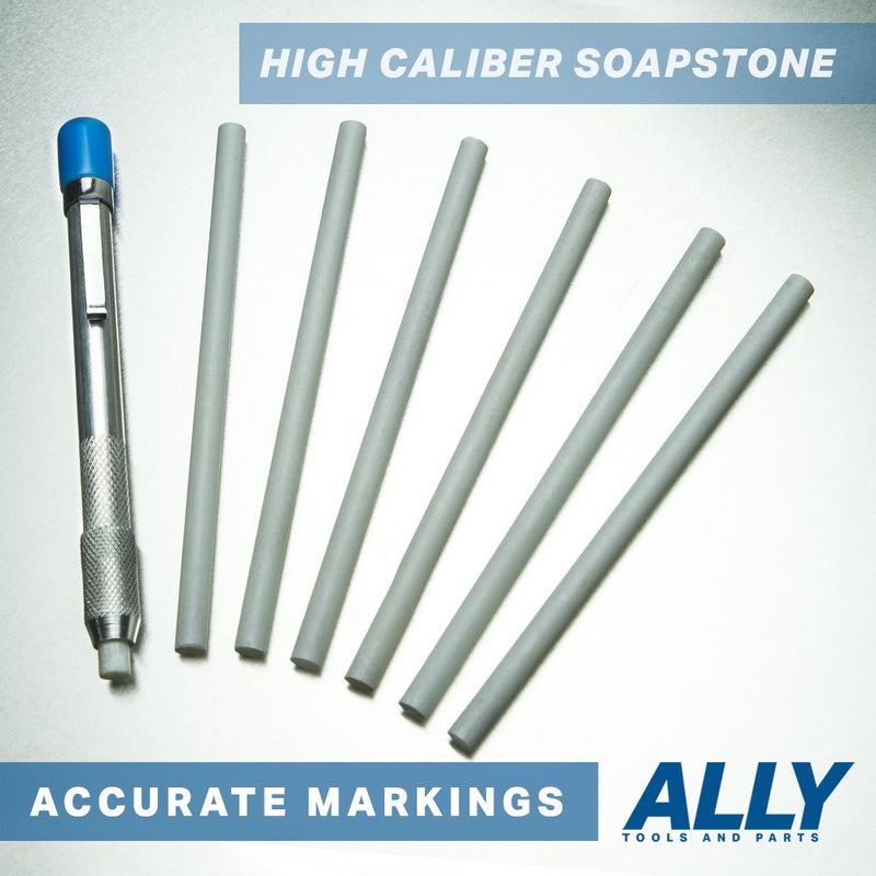 [AUSTRALIA] - ALLY Tools Round Soapstone Holder with 7 Round Professional Quality Soapstone Pens for Welding and Welders Perfect for Making Removable Markings on Steel, Aluminum, and Cast Iron