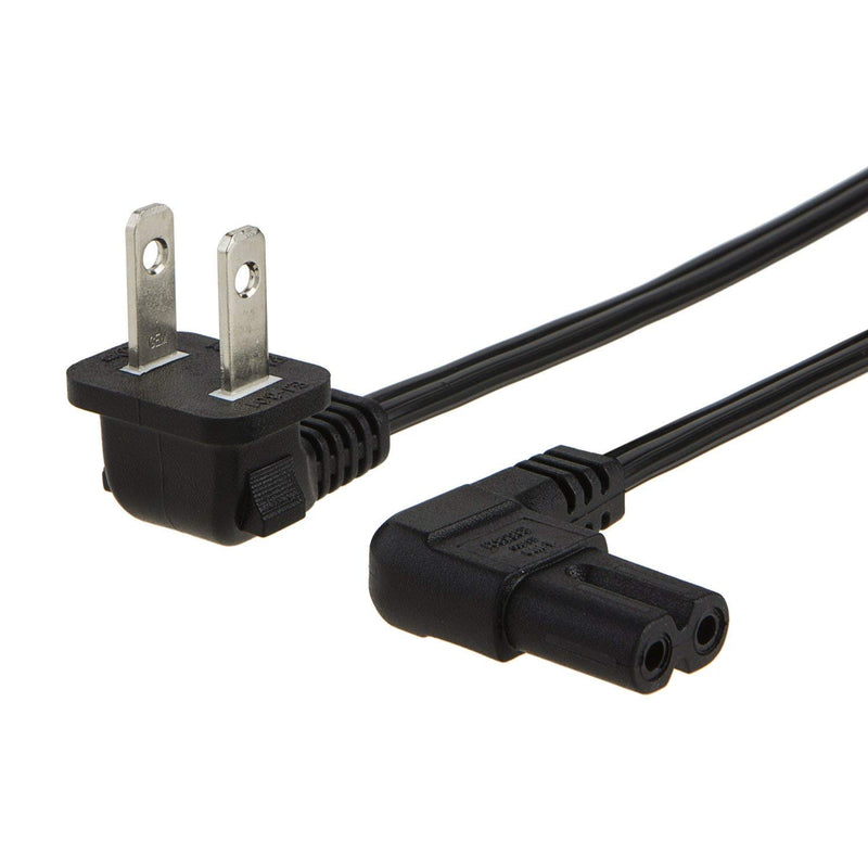 VSEER 3FT SPT-2 18AWG 125V 10A Angled 2-Slot Non-Polarized Angle Power Cord (IEC320 C7 to Nema 1-15P), Black (3FT) - LeoForward Australia