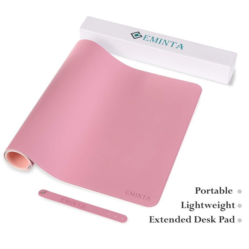 EMINTA Large Desk Pad Protector, Upgrade Sewing Edge 35.4 x 17Inch PU Leather Writing Mat, Gaming Mouse Pad, Waterproof Desk Blotter Pad, Double Sides (Purple/Pink) Purple/Pink - LeoForward Australia