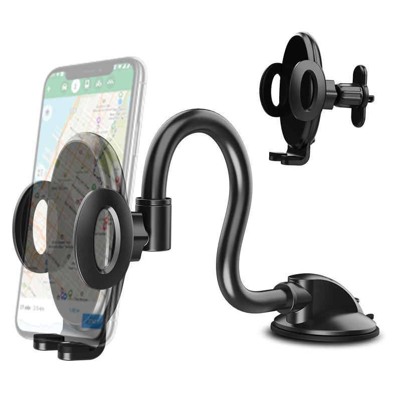  [AUSTRALIA] - NexiGo All-in-One Car Phone Holder with Bendable Gooseneck Long Arm, Hands Free Cellphone Mount with Clip Hook for Dashboard/Air Vent/Windshield, 360-Degree, Compatible with All Phones