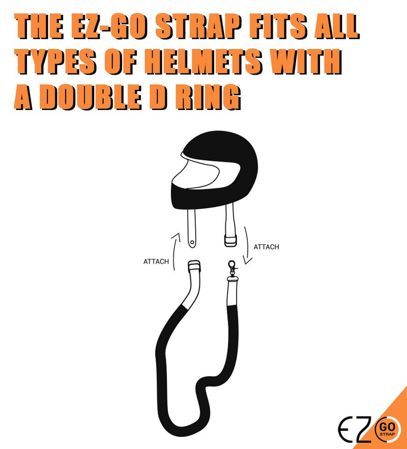  [AUSTRALIA] - Motorcycle Helmet Carrier Strap w/DD Ring Buckle - Hands-Free, Motorbike Accessory. Lightweight, Comfortable Alternative to Helmet Bag/Backpack. Perfect Biker Gift for Men and Women. Black by EZ-GO blackDD