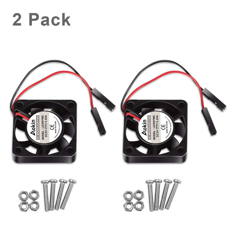  [AUSTRALIA] - Dorhea 2pcs 3007 Fan for Raspberry Pi 4 Fan 30x30x7mm Pi Brushless Cooling Fan Brushless 3.3V 5V DC Quiet Fan for Raspberry Pi 4, Pi 3 B+, Pi 3 B, Pi 2, Pi B+, Pi Zero/Zero W,Robot Project Black