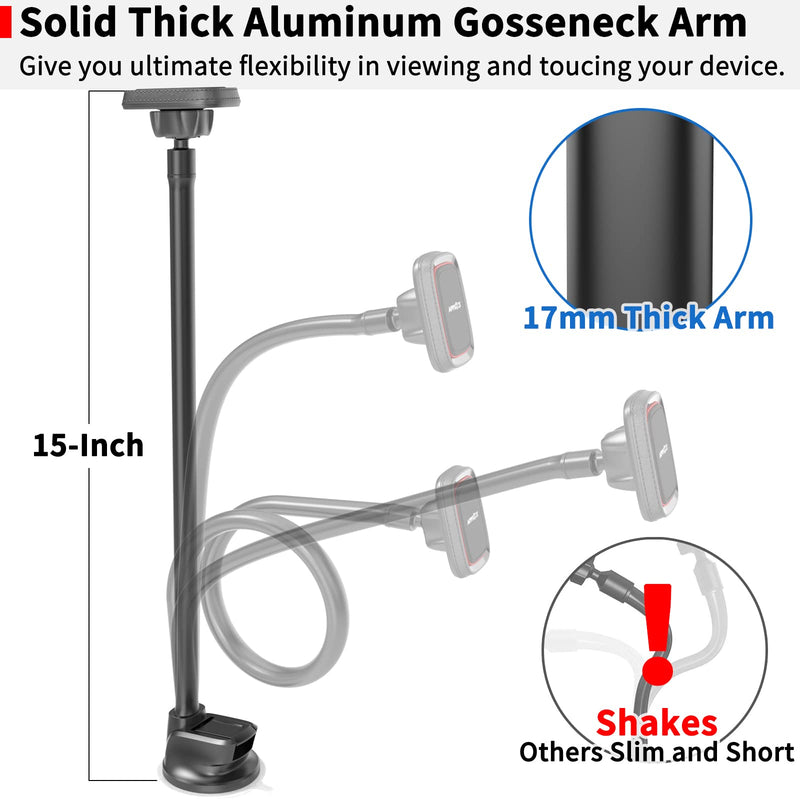  [AUSTRALIA] - Windshield Car Phone Mount Long Arm, APPS2Car 13 Inches Gooseneck Magnetic Window Mobile Holder for Truckers Drivers Semi Truck SUV MPV Vehicle Compatible with All iPhone Samsung Phones iPad Mini