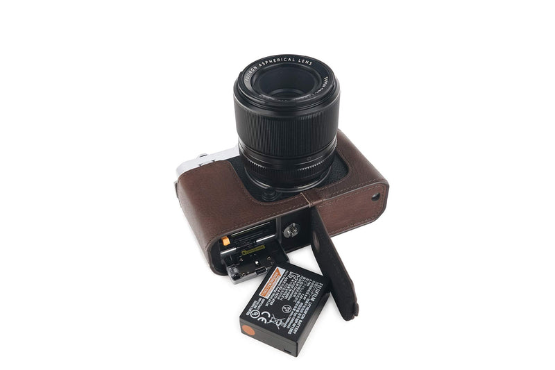  [AUSTRALIA] - X-E4 Camera Case, BolinUS Handmade Genuine Real Leather Half Camera Case Bag Cover for Fujifilm Fuji X-E4 XE4 Camera Bottom Opening Version + Hand Strap (Coffee) Coffee