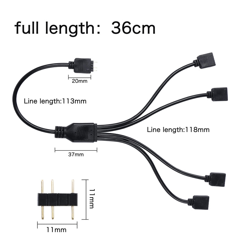  [AUSTRALIA] - YACSEJAO ARGB Splitter Cable 5V 3Pin Addressable RGB 1 to 4 Splitter Cable with Male Pins for Computer Chassis, CPU Cooler and 5V ARGB Fan