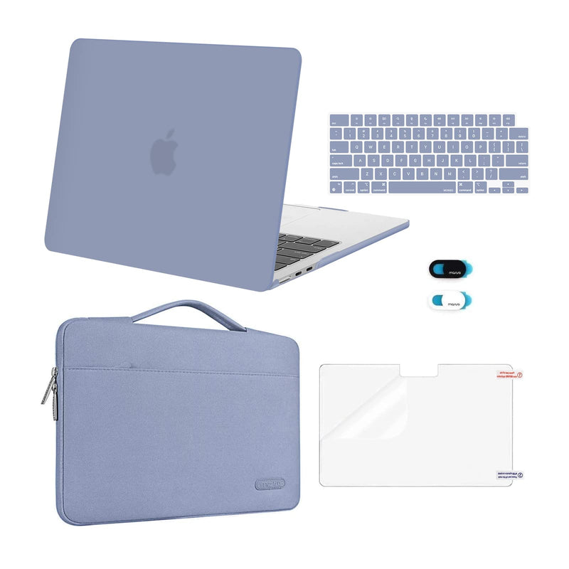  [AUSTRALIA] - MOSISO Compatible with MacBook Air 13.6 inch Case 2022 Release A2681 with M2 Chip Touch ID, Plastic Hard Shell Case&Carrying Sleeve Bag&Keyboard Cover&Webcam Cover&Screen Protector, Lavender Gray