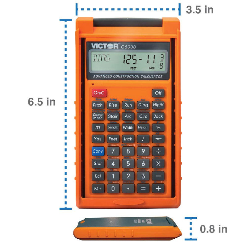  [AUSTRALIA] - Victor C6000 Advanced Construction Calculator with Protective Case Displays in Fractional or Dimensional Forms Perfect for Carpenters, Renovators,Builders, Contractors, Estimators