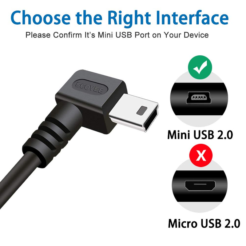  [AUSTRALIA] - Mini USB Cable 90 Degree 2Pack 6ft for Garmin Nuvi,Canon PowerShot/Rebel/EOS/DSLR/ELPH,Dash Cam,SatNav,Camcorders,Car,Camera USB Cable Right Angle Mini-B Charger Cord Data Sync Charging Adapter