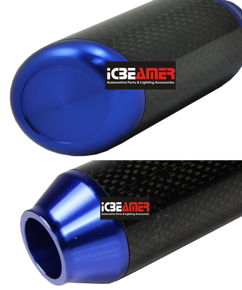  [AUSTRALIA] - ICBEAMER Racing Style Aluminum Carbon Fiber Tall Manual Shifter Gear Lever Shift Knob 5 6 Speeds Pattern [Blue] 2.5" x 1.5" Blue