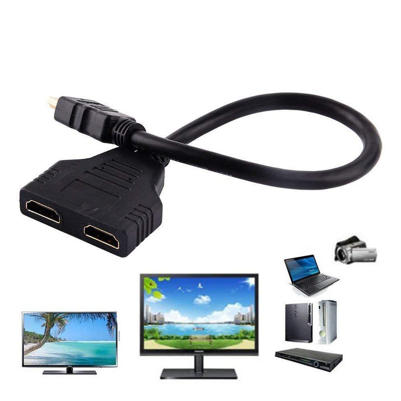 SimYoung 1080P HDMI Male to Dual HDMI Female 1 to 2 Way Splitter Cable Adapter Converter for DVD Players/PS4/HDTV/STB/Xbox One and Most LCD Projectors (Black) - LeoForward Australia