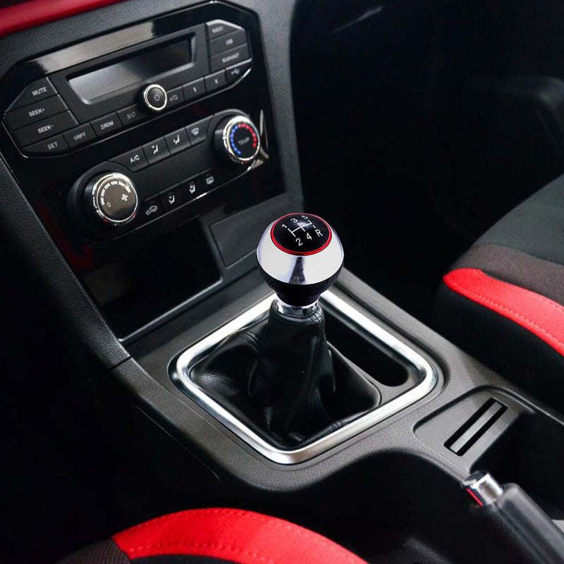  [AUSTRALIA] - Arenbel Leather Gear Knob 5 Speed Shift Knob Universal Stick Shifter Shifting Head fit Most Manual Automatic Cars, Black