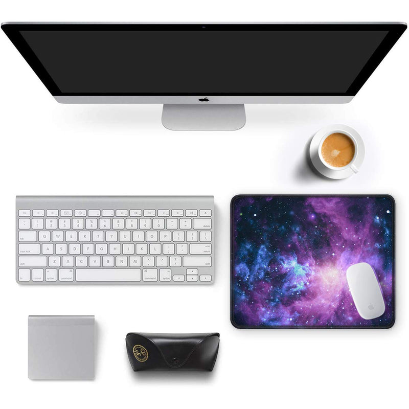  [AUSTRALIA] - Auhoahsil Mouse Pad, Square Outer Space Mousepad Anti-Slip Rubber Mouse Mat with Durable Stitched Edge for Office Gaming Laptop Computer PC Men Women Kids, 11.8 x 9.8 in, Custom Galaxy & Stars Design Marvelous Galaxy