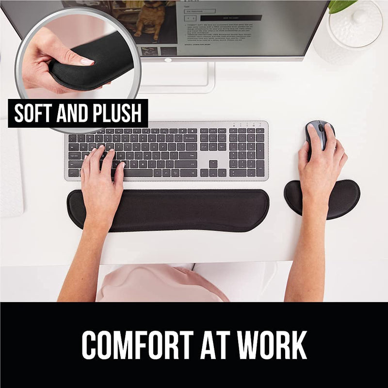  [AUSTRALIA] - Gorilla Grip Soft Gel Memory Foam Ergonomic Wrist Rest, Slip Resistant, Comfortable Keyboard and Mouse Pad Cushion Set, Typing Pain Relief, Support for Office Computer Desks, Laptops, Gaming, Black
