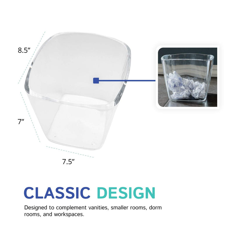  [AUSTRALIA] - Huang Acrylic Clear Mini Waste Basket Bin 8.5” x 7.5” x 7”