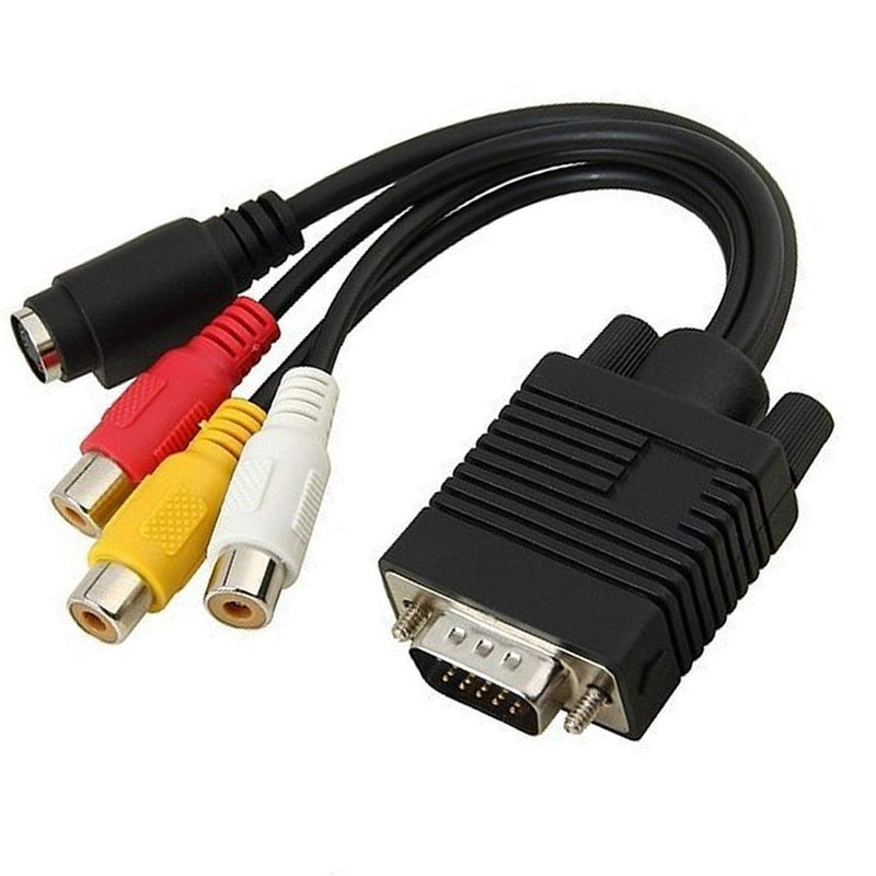  [AUSTRALIA] - OUOU VGA to RCA Cable〔2 Pack 〕VGA Male to S-Video 3 RCA Jack Female Composite AV TV Out Adapter Converter Video Cable for TV PC Computer AV Projector