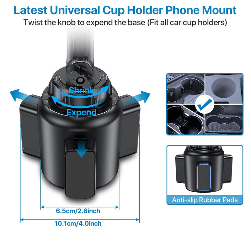  [AUSTRALIA] - Miracase [Upgraded Version] Cup Phone Holder for Car, Universal Adjustable Long Neck Phone Mount Cradle Friendly Compatible with iPhone Samsung Google and All Smartphones