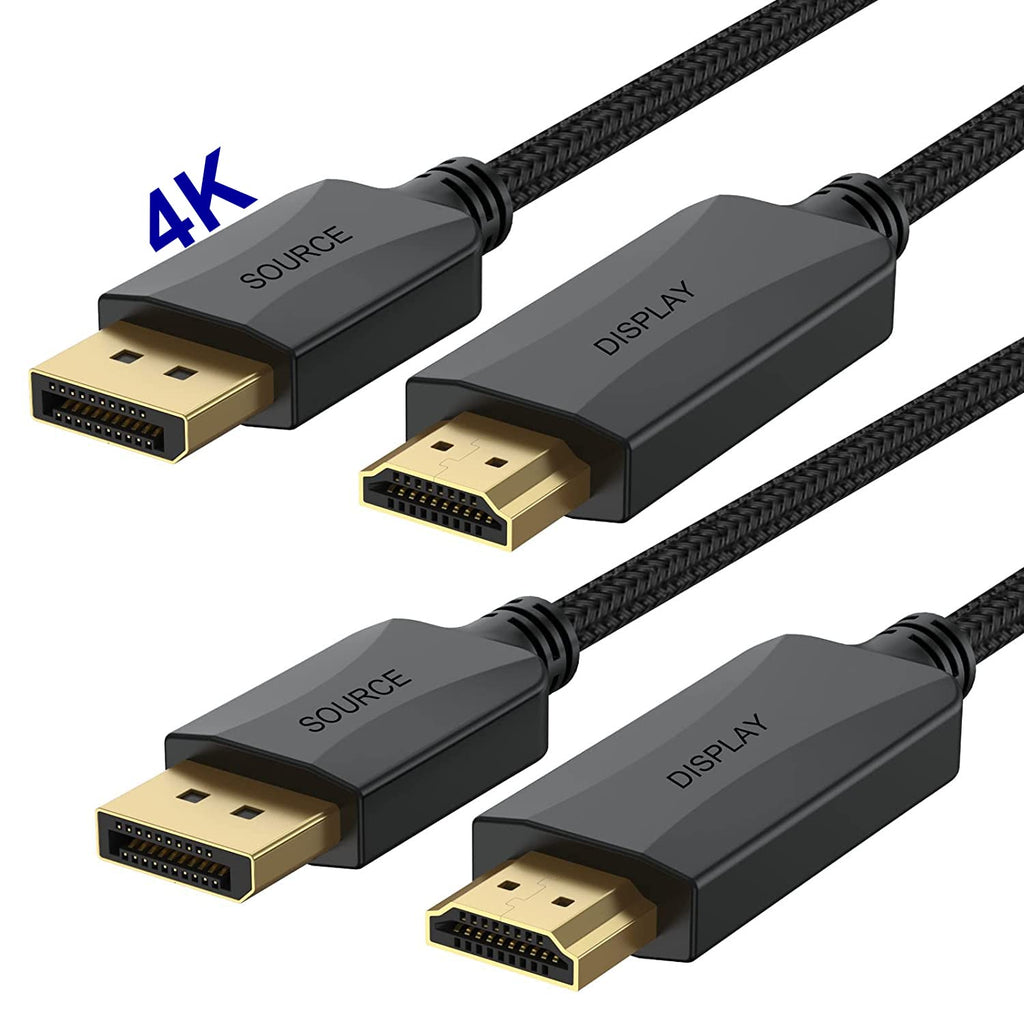  [AUSTRALIA] - DP to HDMI Cable 6ft 2-Pack, UV-CABLE 4K UHD DisplayPort to HDMI HDTV Cable Adapter High Speed Compatible for Dell, HP, Insignia, Samsung, More-6ft