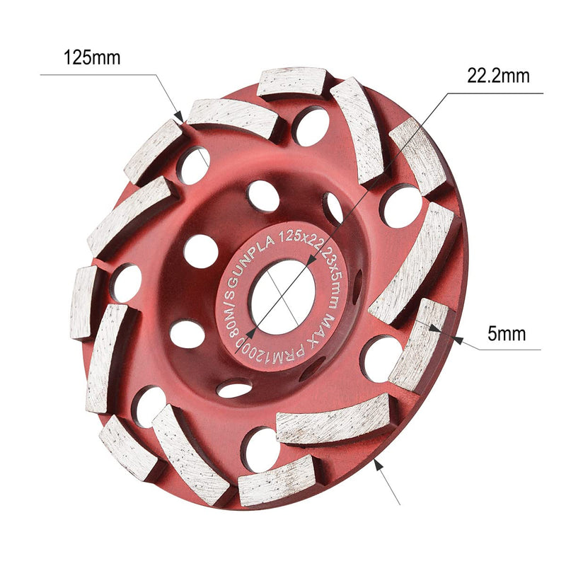  [AUSTRALIA] - Gunpla Diamond Grinding Cup Wheel 5 inch for Angle Grinder, Polishing and Cleaning Concrete, Granite, Stone, Marble, Cement, Masonry, Rock 5-Inch