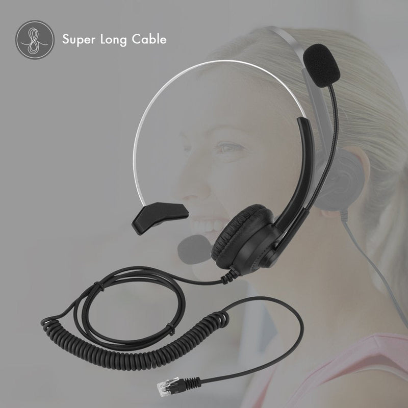  [AUSTRALIA] - Hand Free Head Mounted Headset, Computer Headset with Microphone Noise Cancelling, Lightweight Telephone Headset Business Headphones for Skype, Webinar, Cell Phone, Call Center(Crystal Plug)