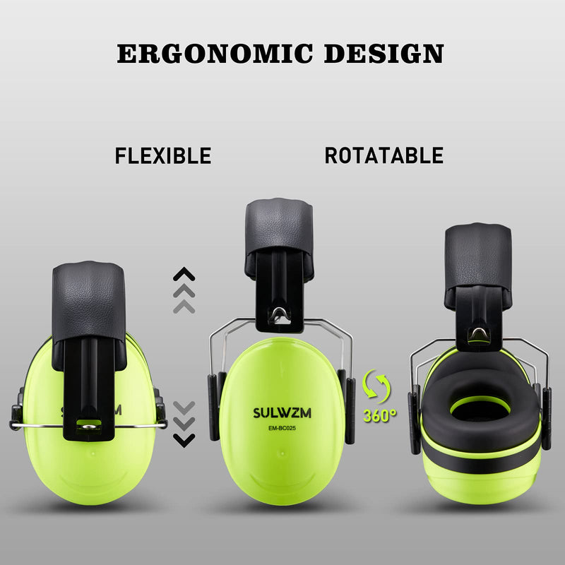  [AUSTRALIA] - SULWZM Hearing Protection Ear Muffs,NRR 28db Noise Cancelling for Shooting, Mowing, Construction,Green Green