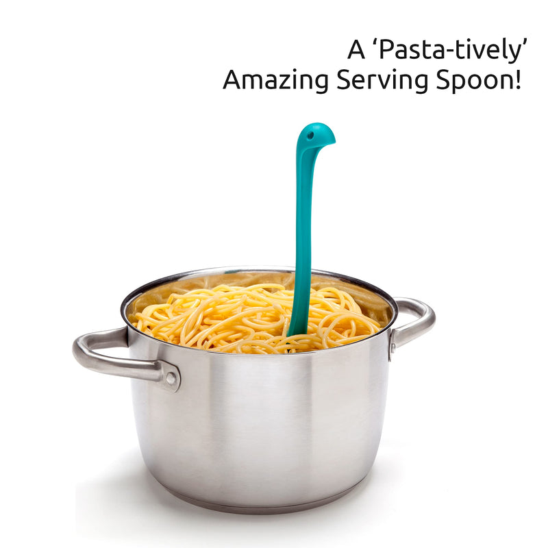 OTOTO Papa Nessie Spoon- Food-grade and BPA-free Pasta Fork- Heat Resistant Spaghetti Spoon Server- Dishwasher Safe Pasta Spoon with Teeth- Measurements of Pasta Server: 11.22 X 3.35 X 2.17 inches - LeoForward Australia