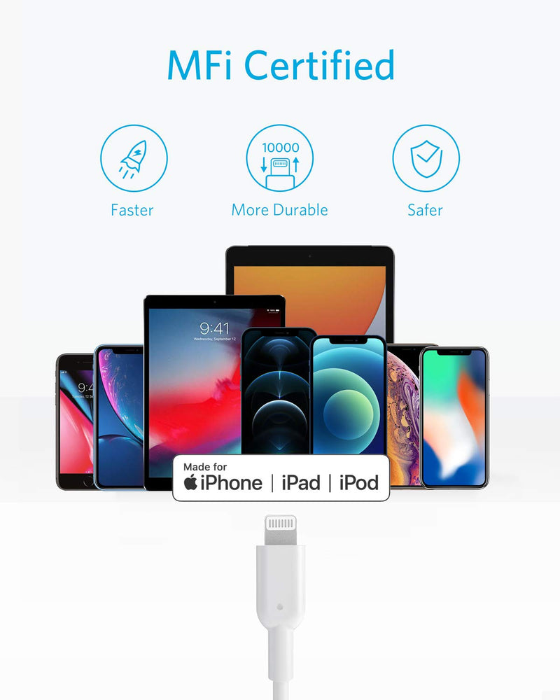  [AUSTRALIA] - Anker USB C to Lightning Cable, 321 (6ft,White), MFi Certified for iPhone 13 Pro 12 Pro Max 12 11 X XS, AirPods Pro, Supports Power Delivery (Charger Not Included) 6ft White 1