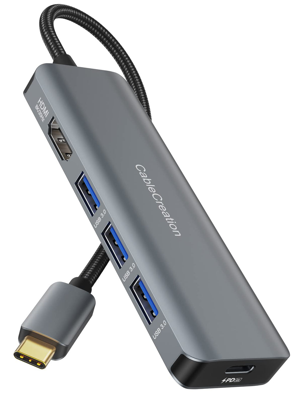  [AUSTRALIA] - 8K HDMI USB C Hub, CableCreation 5-in-1 USB C Multiport Adapter for Charging,100W Power Delivery 3 USB 3.0 Port Compatibile with Steam Deck,MacBook pro/Air M1/M2,Surface Pro,XPS 8K@30Hz