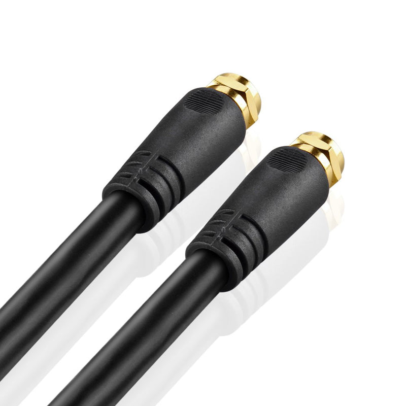 TNP Coaxial Cable (1.5 Feet) with F Connectors F-Type Pin Plug Socket Male Twist-On Adapter Jack with Shielded RG59 RG-59/U Coax Patch Cable Wire Cord Black 1.5FT - LeoForward Australia