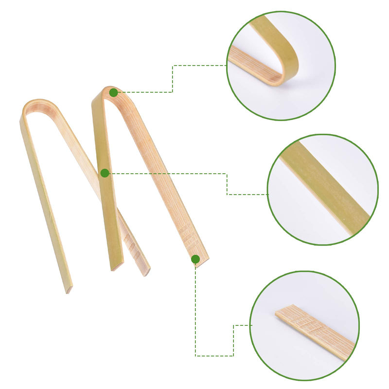  [AUSTRALIA] - Mini Bamboo Disposable Tongs - 100PCS Disposable Tongs 4" Bamboo Tongs for Toaster Eco-Friendly For Catering, Buffet or Home Use