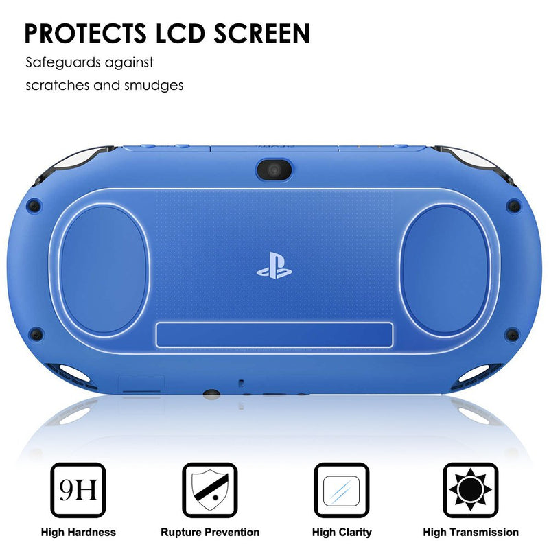  [AUSTRALIA] - AFUNTA Screen Protectors Compatible Sony Playstation Vita 2000 with Back Covers, 2 Pack (4 Pcs) Tempered Glass for Front Screen and HD Clear PET Film Compatible The Back, PS Vita PSV 2000