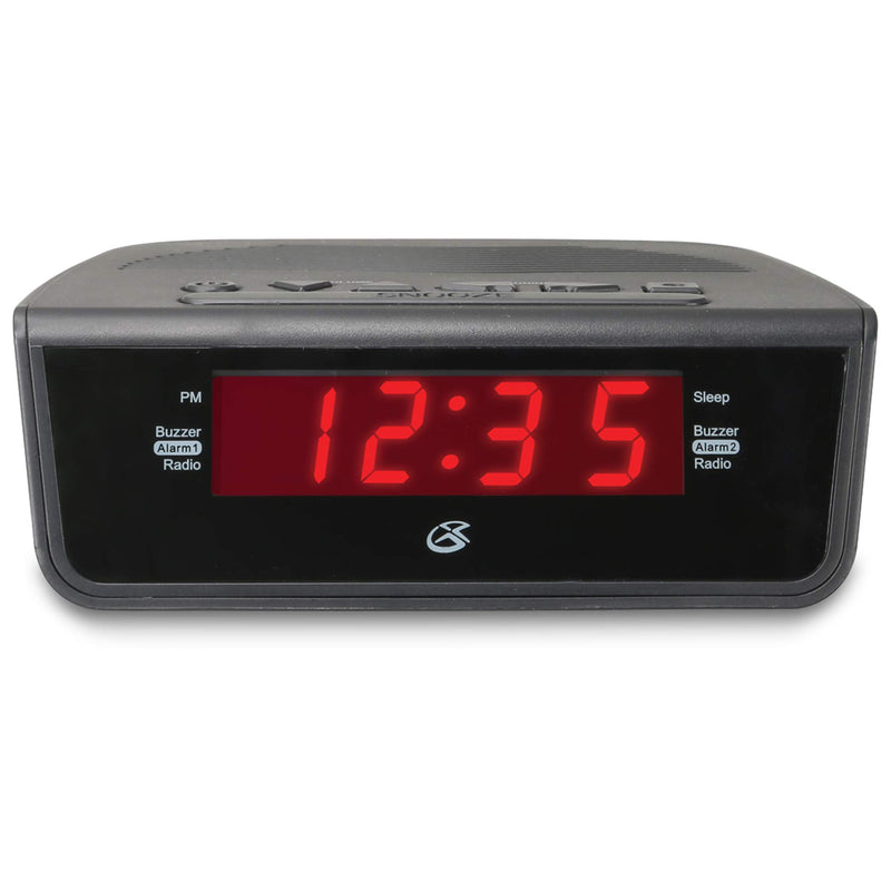 GPX C224B Dual Alarm Clock AM/FM Radio with Red LED Display (Black) - LeoForward Australia