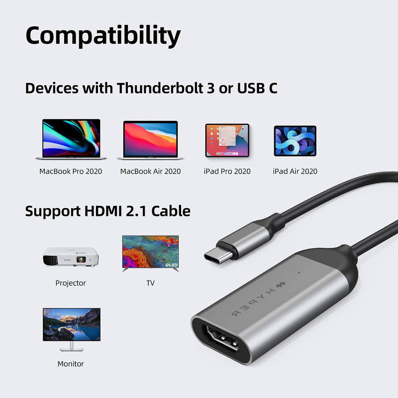  [AUSTRALIA] - HyperDrive USB C to HDMI Adapter 8K60Hz 4K60Hz 144Hz, USB-C to HDMI2.1 HDR Video Output, Smoother Video Any Mac Alt Mode 8K HDMI