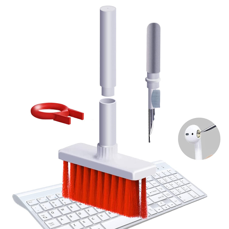  [AUSTRALIA] - Keyboard Cleaner 5 in 1 Multi-Function Cleaning Soft Brush Airpod Cleaner Kit,Computer/Laptop Cleaner with Keycap Puller, for Bluetooth Earphones Lego Laptop Airpods Pro Camera Lens Electronics (Red)