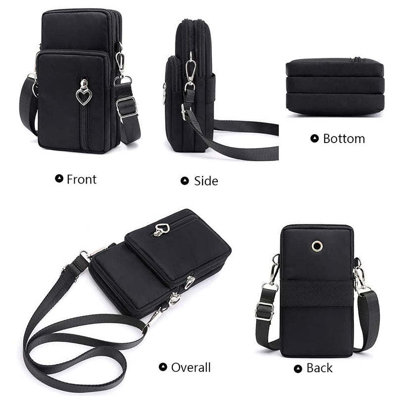  [AUSTRALIA] - Women Crossbody Phone Case Armband Bag for TCL 20S, 20 SE, 20 Pro, LG Stylo 6, K51, Velvet, V60 ThinQ, Moto G Stylus, G Power, One 5G Ace, G9 Plus, BLU G91 Pro, G91, G90 Pro, G9 Pro, G50 (Black) Black