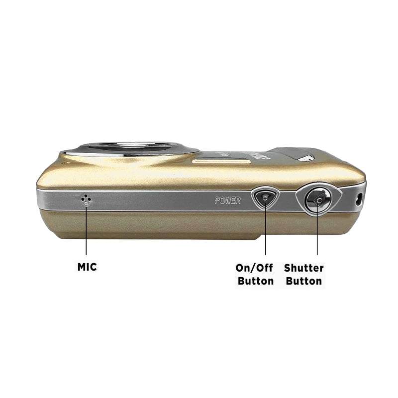  [AUSTRALIA] - Acuvar 16MP Megapixel Compact Digital Photo and Video Camera with 2.4" LCD Screen, Mic Input and USB Media Transfer (Gold) Gold