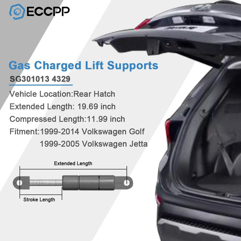 ECCPP Lift Support Hatch Replacement Struts Gas Springs Fit For Volkswagen Golf 1999-2006 2014,For Volkswagen Jetta 1999-2005,For Volkswagen Passat 1998-2005 Set of 2 - LeoForward Australia