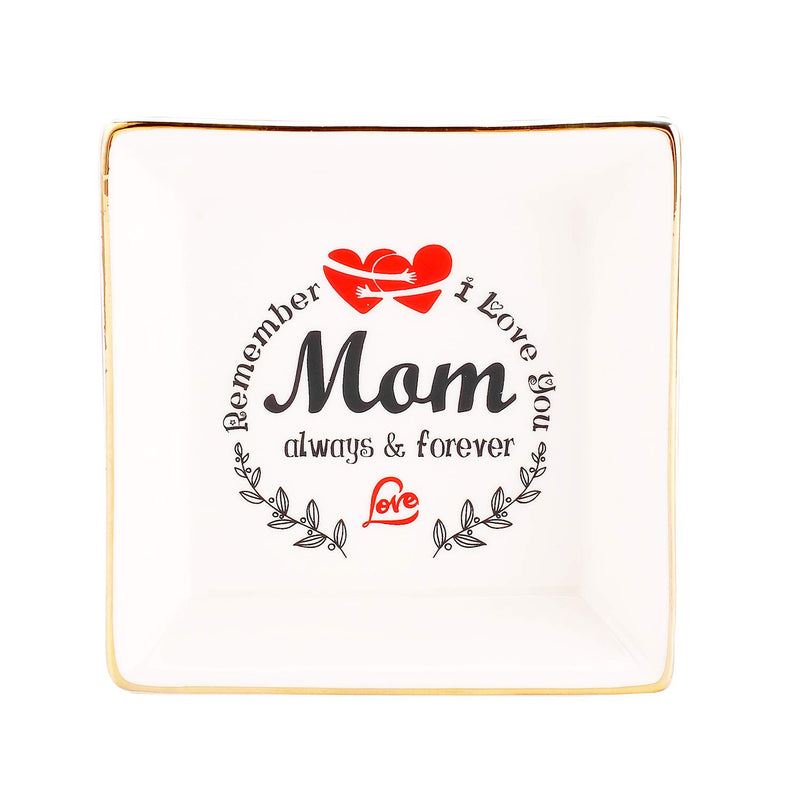  [AUSTRALIA] - FonsBleaudy Ceramic Ring Dish Decorative Trinket Plate Mother of The Bride Gifts - Remember I Love You Mom-Gifts for Mom