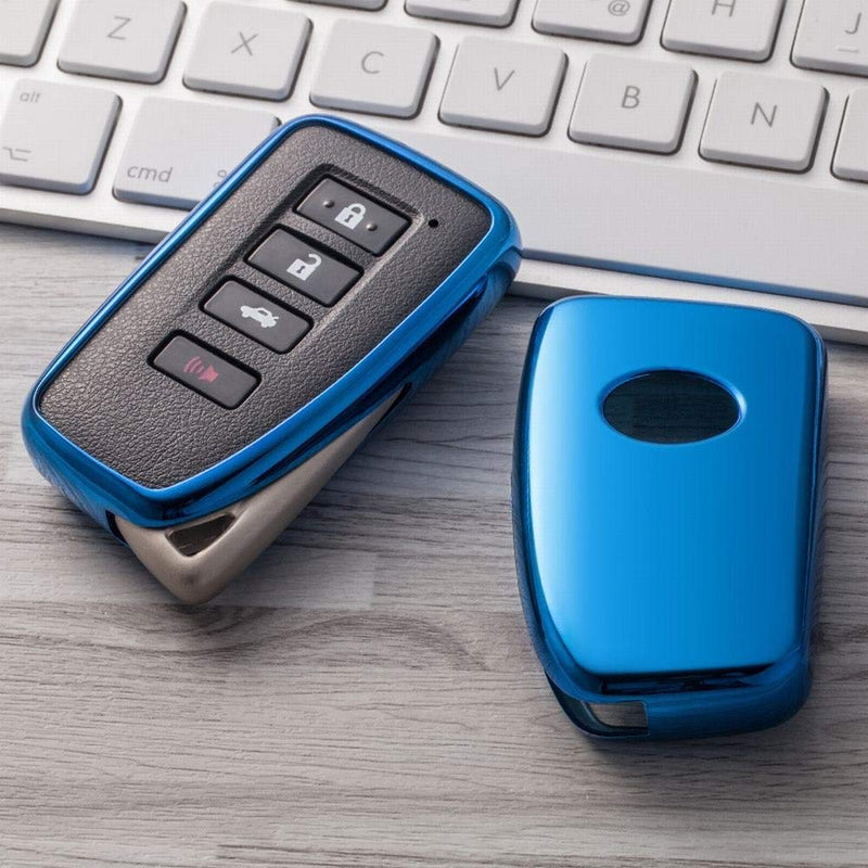  [AUSTRALIA] - Royalfox(TM) 2/3/4 Buttons Soft TPU Smart keyless Remote Key Fob case Cover Shell for Lexus RX is CT GS NX ES RC RCF GSF es300 es330 es350 RC200 RC300 RC350 is300 is250 is350 (Blue) blue