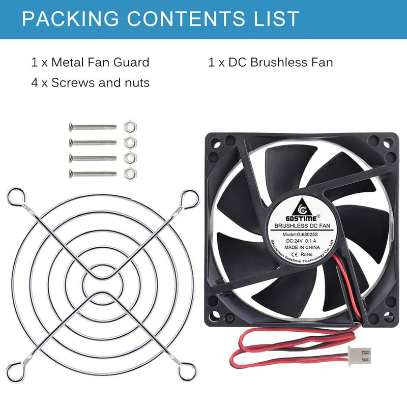  [AUSTRALIA] - GDSTIME 80mm x 80mm x 25mm 24V Brushless DC Cooling Fan