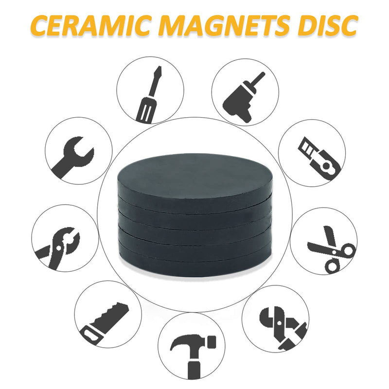  [AUSTRALIA] - AOMAG Ceramic Magnets Disc 2" x 1/5" Grade 8 for Crafting, Science and School Projects, Magnetic Therapy and Theraputic Magnets - Pack of 5