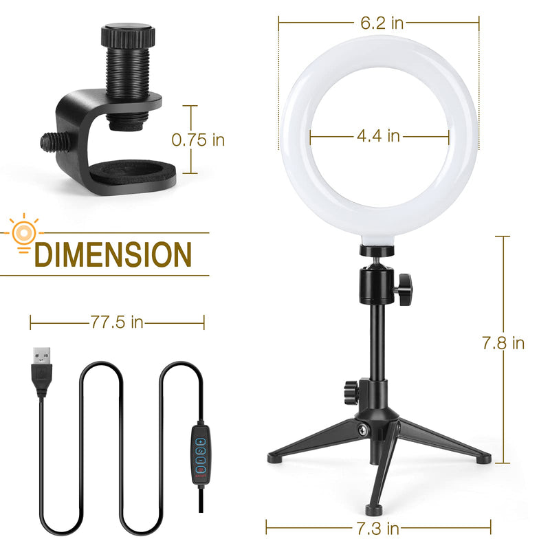  [AUSTRALIA] - Video Conference Lighting Kits, 6” LED Selfie Ring Light with Tripod Stand, Clip on Laptop Monitor for Webcam Lighting/Zoom Lighting/Remote Working/Self Broadcasting/Live Streaming