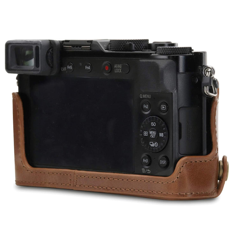  [AUSTRALIA] - MegaGear MG1564 Ever Ready Genuine Leather Camera Half Case Compatible with Panasonic Lumix DC-LX100 II - Brown One Size