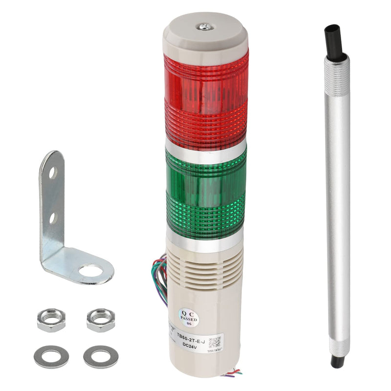  [AUSTRALIA] - Othmro Industrial Signal Light Column LED Alarm Round Tower Light Indicator Continuous Light Warning Light Red Green DB 90db 24V 3W 1PCS TB50-2T-E-J;24V;3W;90db