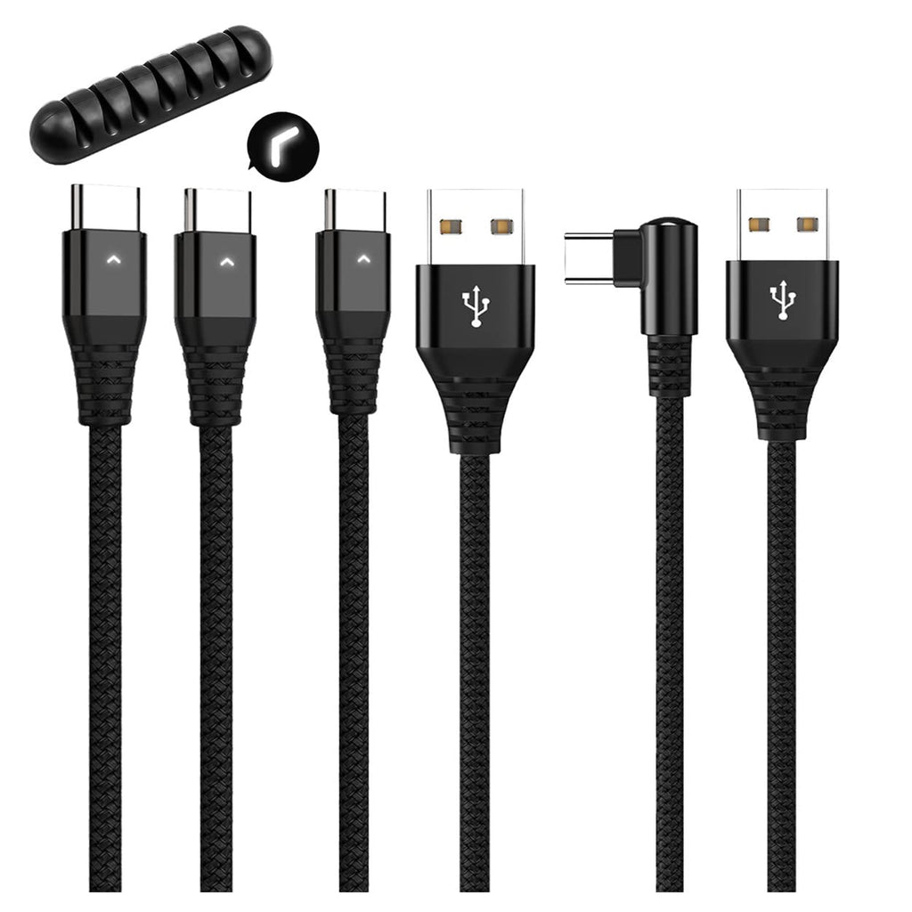  [AUSTRALIA] - 4ft USB Type C Cable Fast Charging, USB A to USB C Cable Nylon Braided, Right Angle USB C Cable Type C Charger Cord Rapid Charge for MacBook iPad Samsung Pixel USBC Laptop Android Phone Led 3Pack 4ft