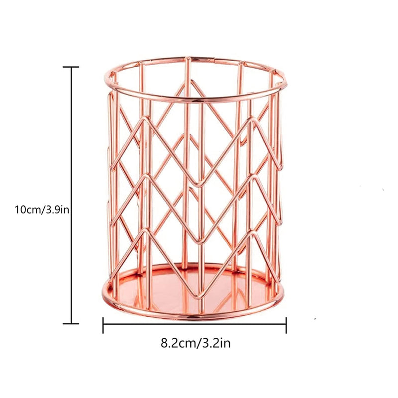  [AUSTRALIA] - Rose Gold Pencil Cup Wire Metal Mesh Pen Holder Make Up Brush Holder, Pen Cup Pen Organizer Accessories for Desk Office Home School 1PC