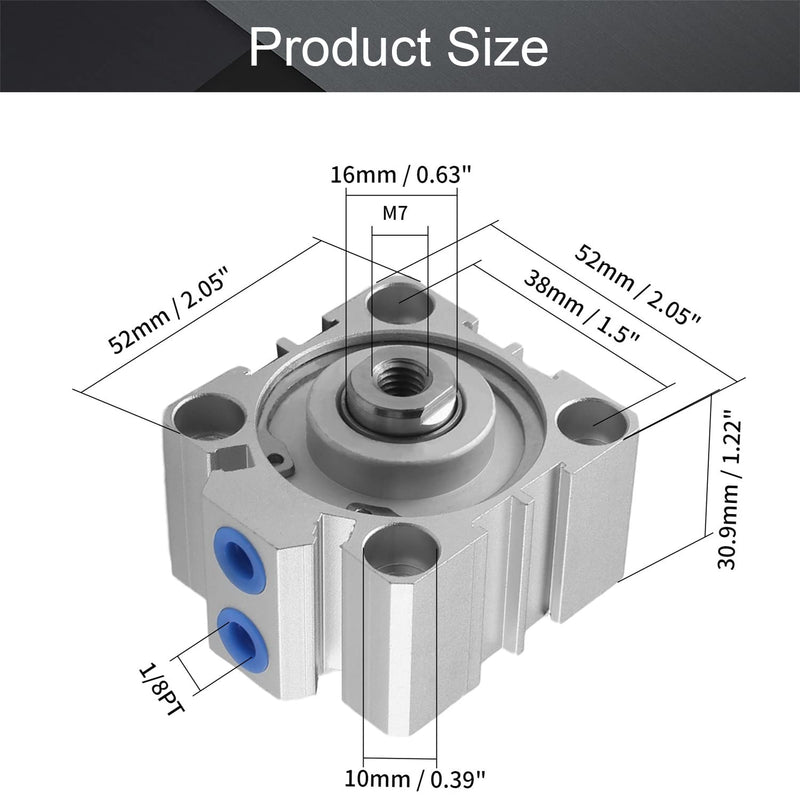  [AUSTRALIA] - Othmro SDA40 x 5 Sealing Thin Air Cylinder Pneumatic Air Cylinders, 40mm/1.57inch Bore 5mm/0.2inch Stroke Aluminium Alloy Pneumatic Components for Pneumatic and Hydraulic Systems 1pcs