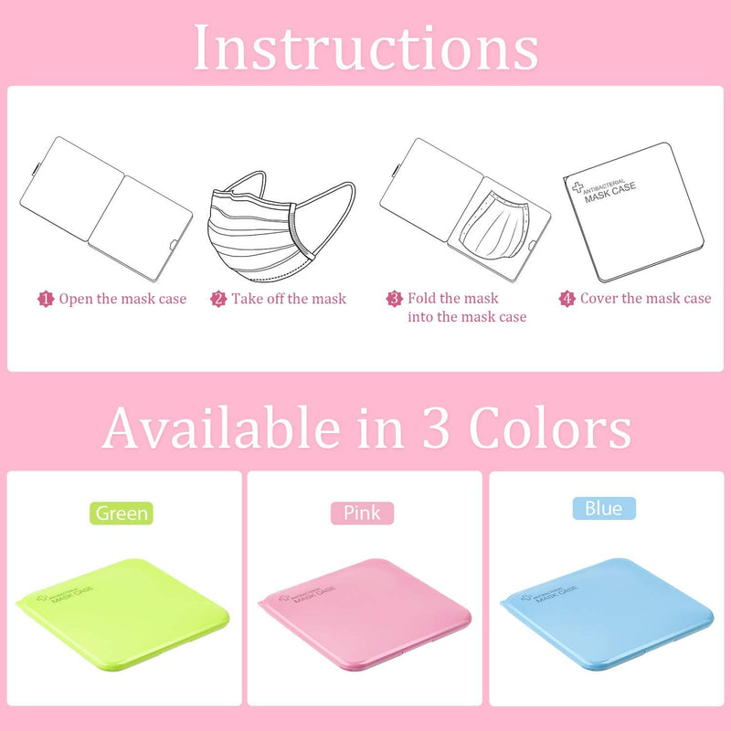  [AUSTRALIA] - Plastic Storage Case Organizer Reusable Keeper Folder (3PCS) Blue/Green/Pink Portable Mouth Cover Storage Bag and Face Coverings Organizer for Recyclable Dust Face Cover Storage Box