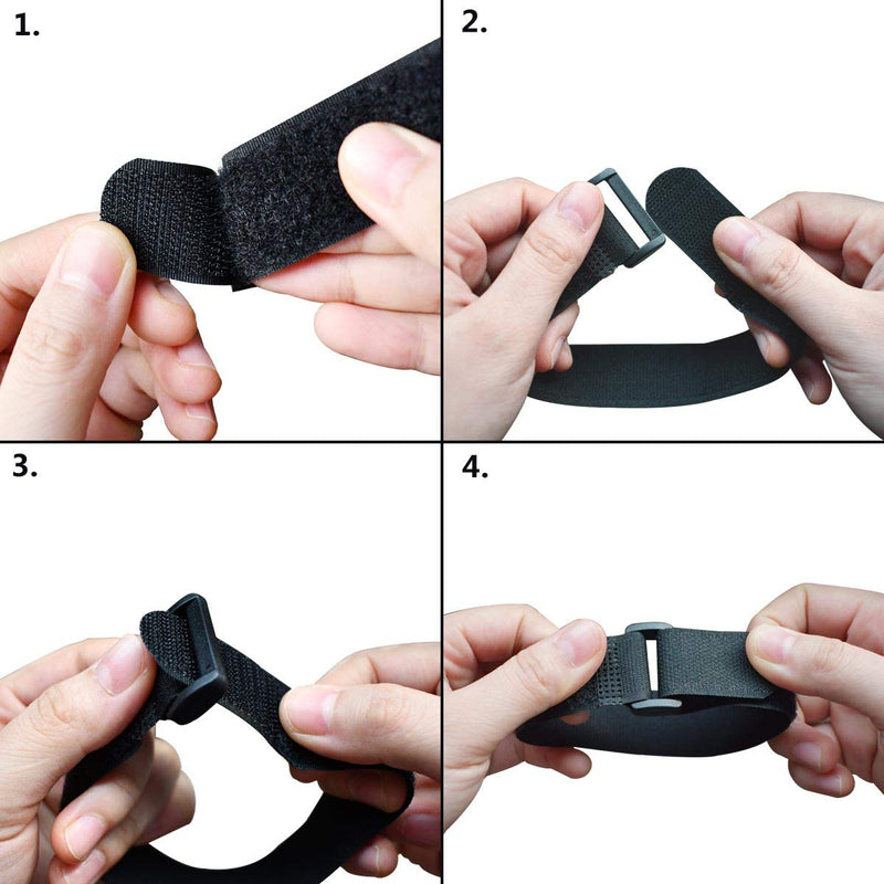  [AUSTRALIA] - 20 Pack Reusable Cinch Straps Fastening Cable Straps Nylon Hook and Loop Cinch Cable Ties Down Multipurpose Securing Straps Adjustable Tie Organizer to Keep Home Office from Tangled Cords (Black)