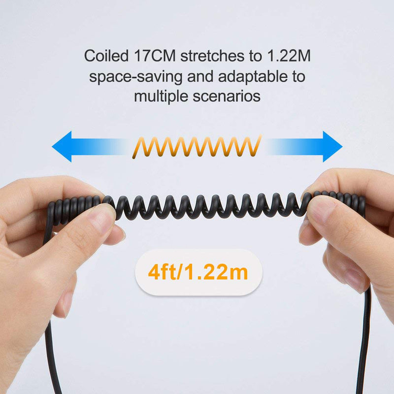 CableCreation Micro USB to Micro USB Cable, (0.56ft to 4ft) Coiled Micro USB OTG Cable with Gold Plated Connector Aluminium Shell Compatible for Smart Phones, Tablets, DJI Remote and More, Black Black Coiled - LeoForward Australia